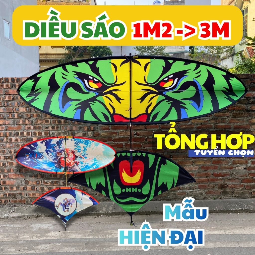 Diều sáo Vivu 1m2 -> 3m mẫu HIỆN ĐẠI – áo in nhiệt – khung cacbon lắp ghép