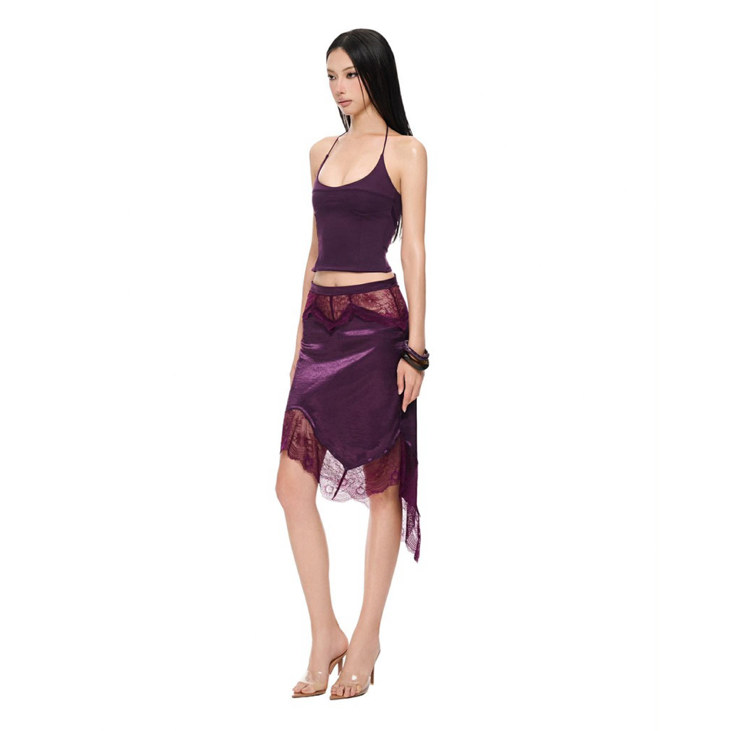 PRINCSSCLUB - Áo yếm cao cấp siêu fit dáng (Tím) - Spill Halter Top in blume