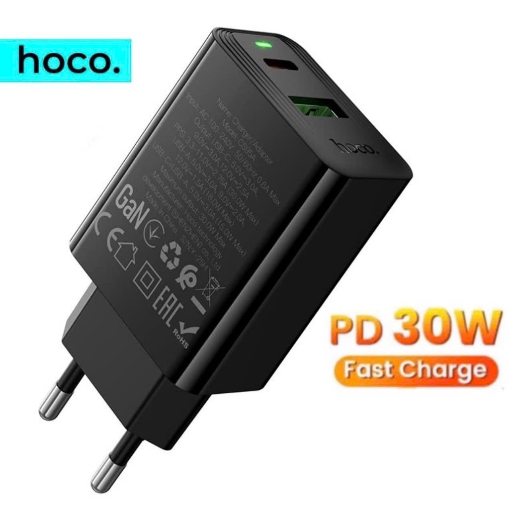 Củ sạc nhanh 30w 2 đầu ra chính hãng hoco bộ sạc 148 pd30w dùng cho samsung xiaomi phone ...