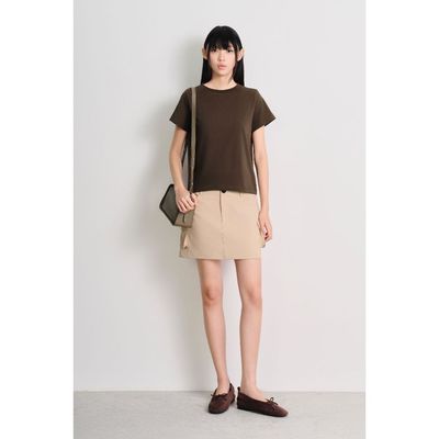 LIBÉ WORKSHOP - Chân váy khaki ngắn trên gối màu be 7609