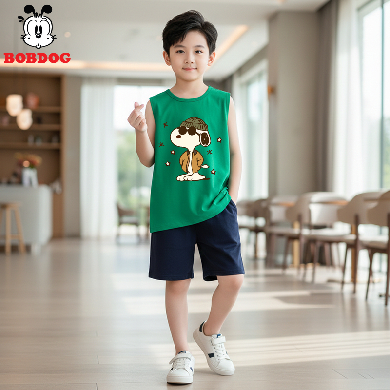 Áo ba lỗ bé trai BOBDOG, bst áo thun 3 lỗ bé trai chất cotton in hình Snoopy cute dễ thương cho bé
