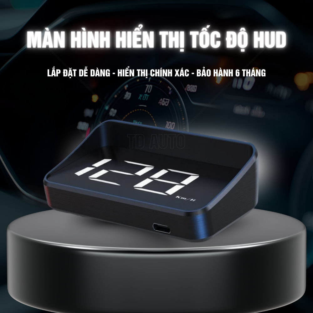 Màn Hình Hiển Thị Tốc Độ HUD TD AUTO - Dễ Dàng Lắp Đặt - Chip GPS Hiển Thị Chính Xác - Nhìn Rõ Cả Ng