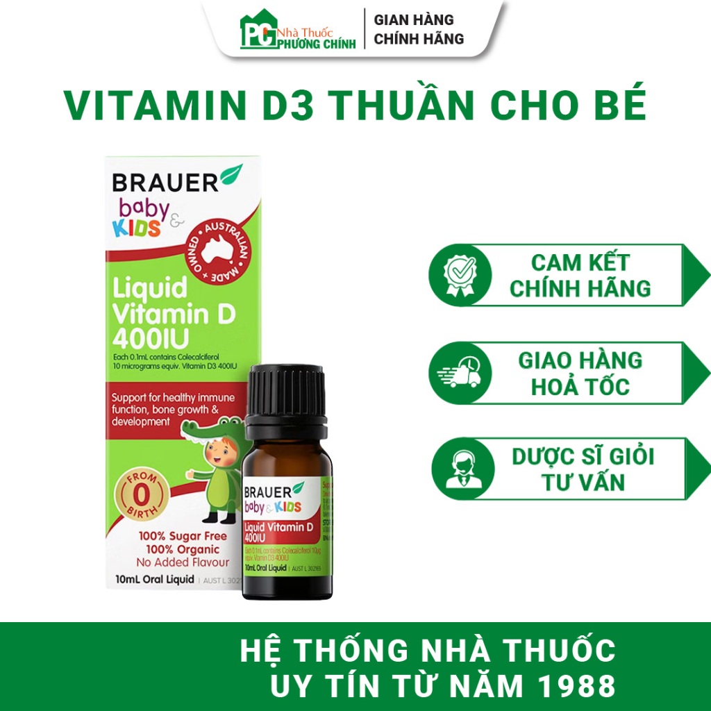D3 Thuần Organic Brauer Baby & Kids Liquid Vitamin D 400IU - Bổ Sung D3 Cho Trẻ Sơ Sinh & Trẻ Nhỏ 10