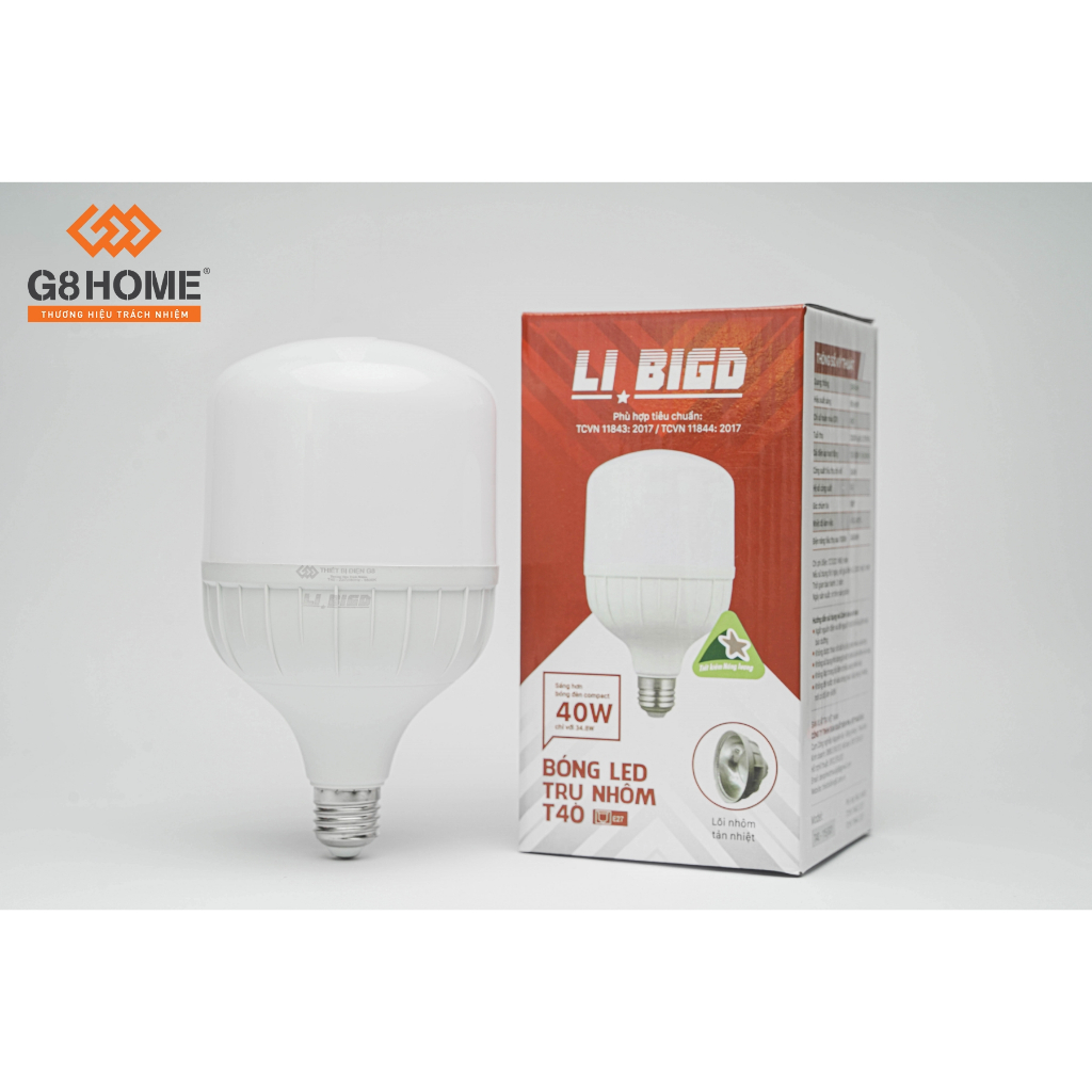 BÓNG LED TRỤ NHÔM T40/40W  (LI BIGD)-ánh sáng trắng