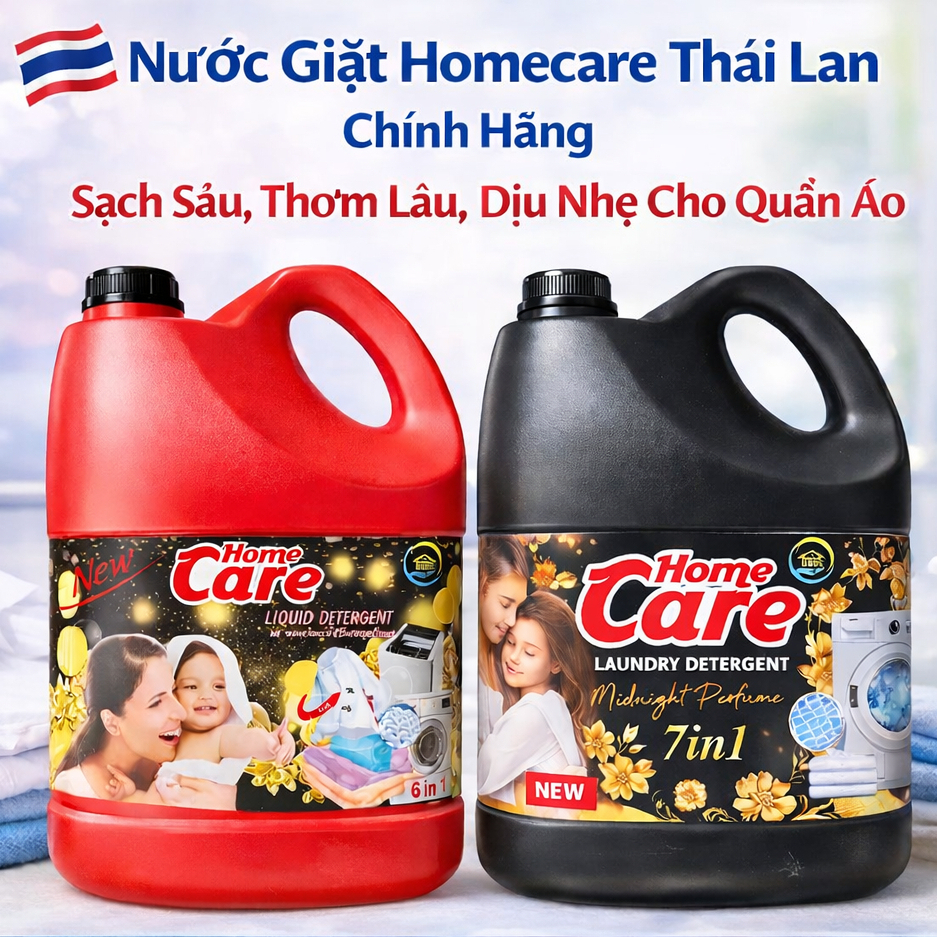 Nước Giặt Homecare Thái Lan Chính Hãng 3000ml - Thơm Lâu, Không Gắt, Không Hại Vải