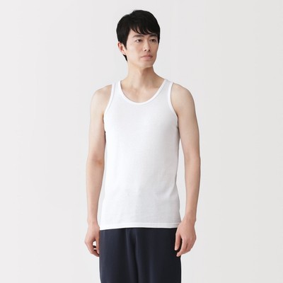 [26SS] MUJI Áo Ba Lỗ Cotton Thấm Hút Mồ Hôi