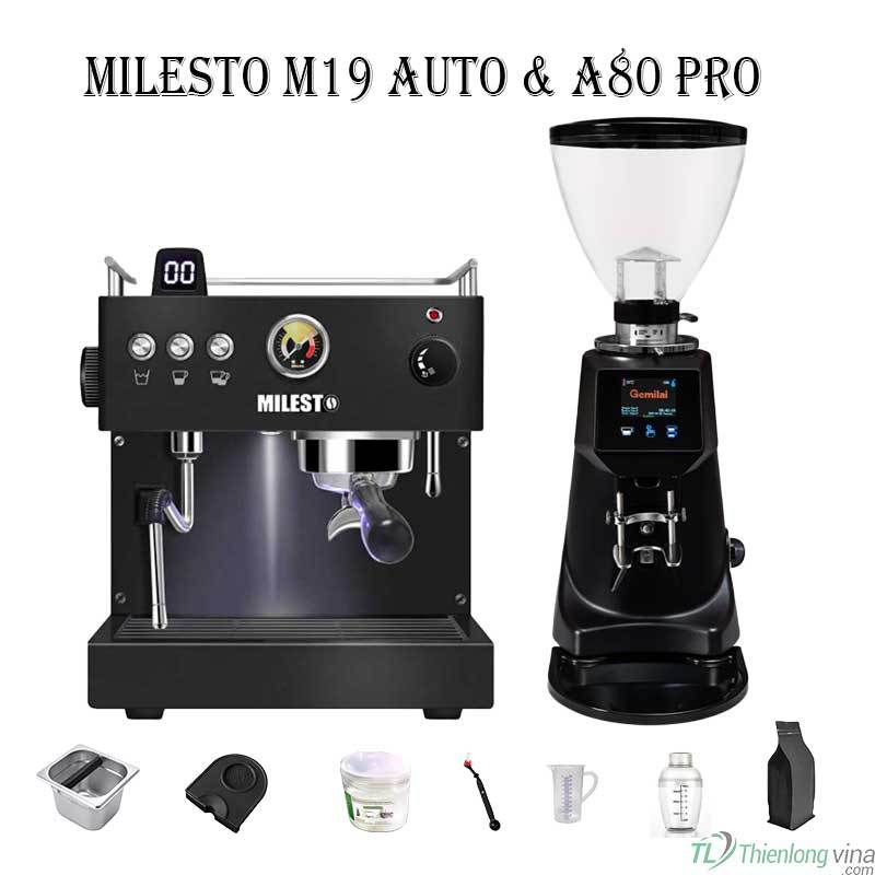 Combo máy pha cà phê Milesto M19 Auto + máy xay HC600v2, JX600AD, A80, A80 mini, LD020, LD021,....
