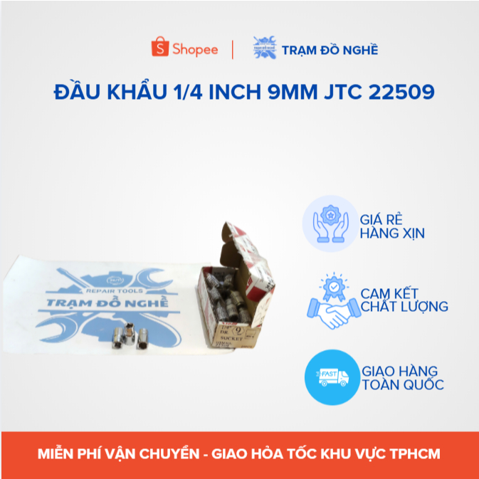 Đầu khẩu 1/4 inch 9mm JTC 22509 - Đầu tuýp ngắn 6 cạnh chính hãng JTC Đài Loan
