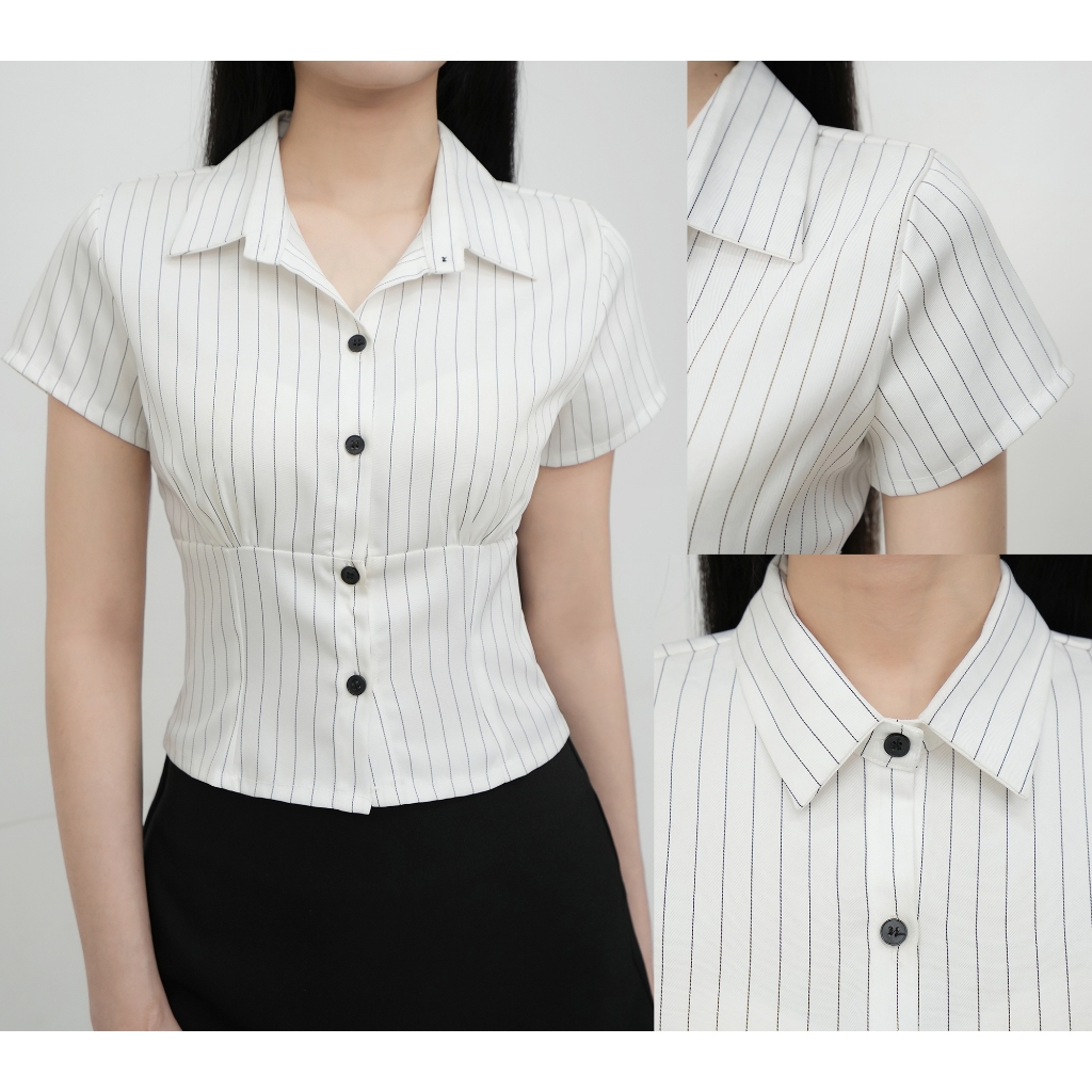 DALLA Áo sơ mi phom ngắn nhún ngực (SM18) Azrael Shirt | BigBuy360 - bigbuy360.vn