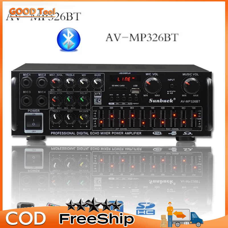 Amly karaoke Sunbuck 326BT hàng chuẩn (cổng 12v, 220v, có bluetooth)-Amly âm ly karaoke