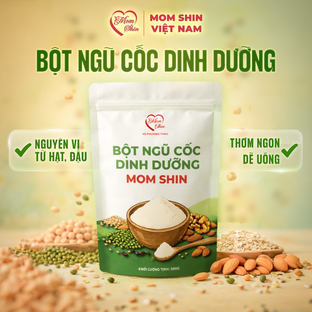 Bột Ngũ Cốc Dinh Dưỡng MOM SHIN, Túi 500g Dùng cho Mẹ Bầu và Mẹ Sau Sinh