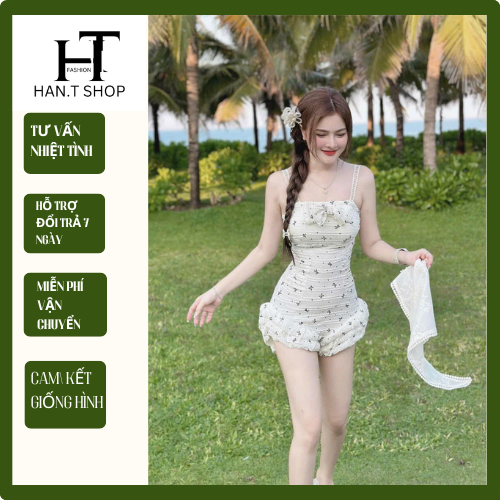 [BKN 1019 ] Bộ Đồ Bơi Một Mảnh Ôm Bụng, jum hai dây phối bèo kết nơ tôn dáng siêu xinh,HAN.T SHOP ( 