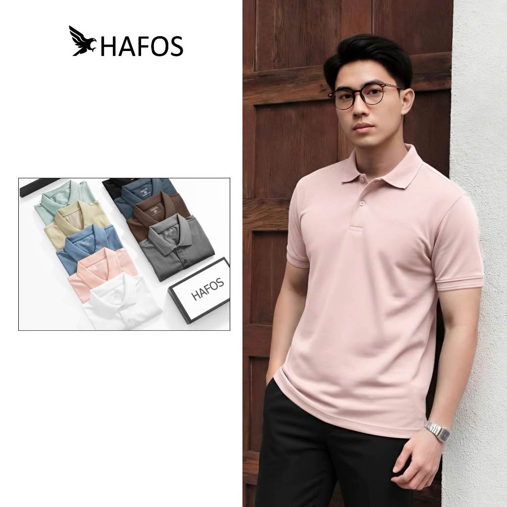 [GIẢM 50% ]Áo polo basic nam tay ngắn HAFOS chất CVC cá sấu thấm hút tốt, áo thun cổ bẻ form suông trẻ trung, thanh lịch