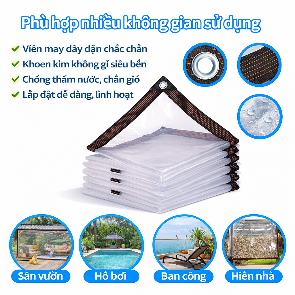 Tấm bạt nhựa PVC chống mưa chống nước 100%