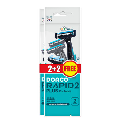 [HÀNG TẶNG KHÔNG BÁN] DORCO RAPID 2 PLUS - TNC100SB-2P(2+2) - 2 Túi Gồm 4 Dao Cạo Tiện Lợi
