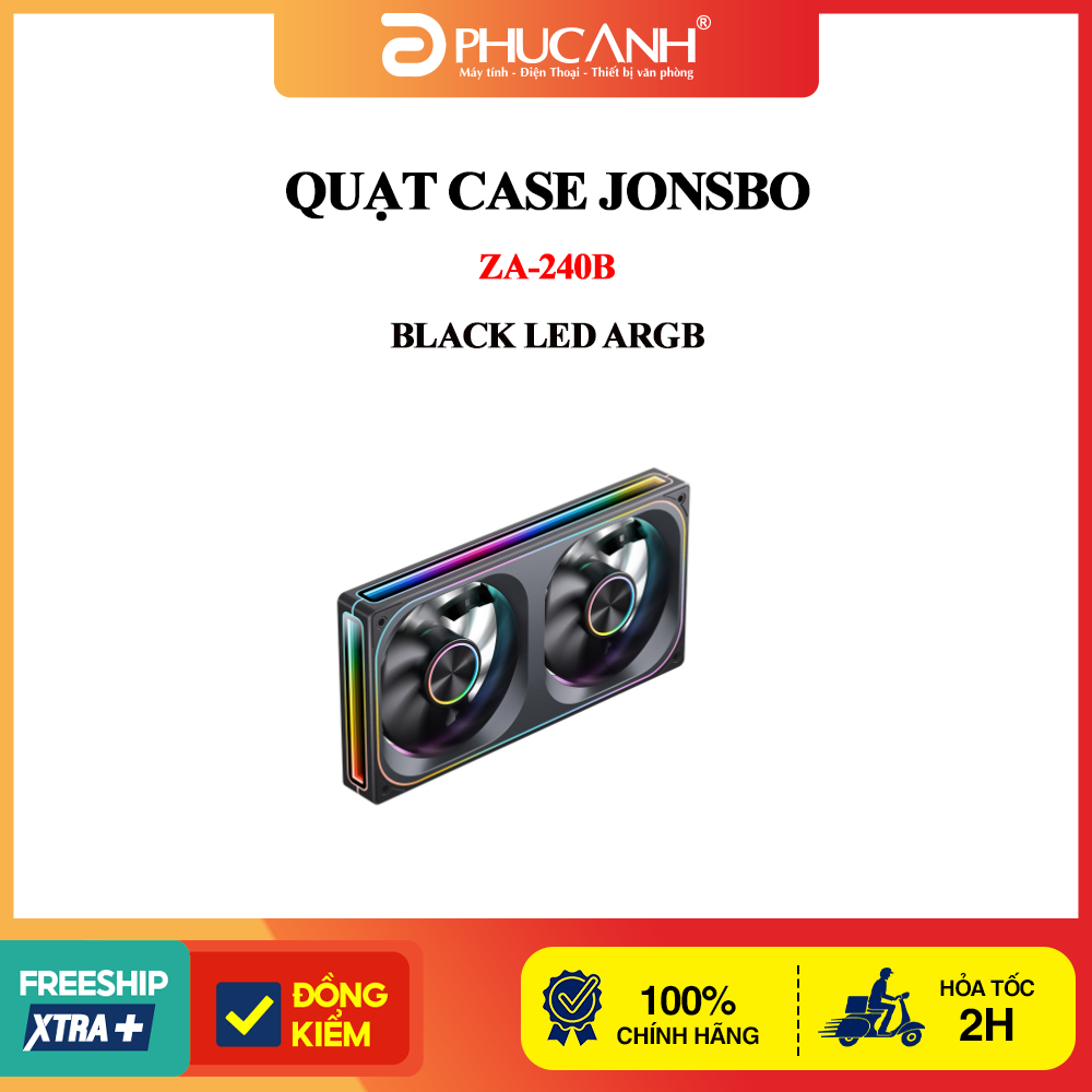 Quạt case JONSBO ZA-240B BLACK LED ARGB bảo hành 24 tháng