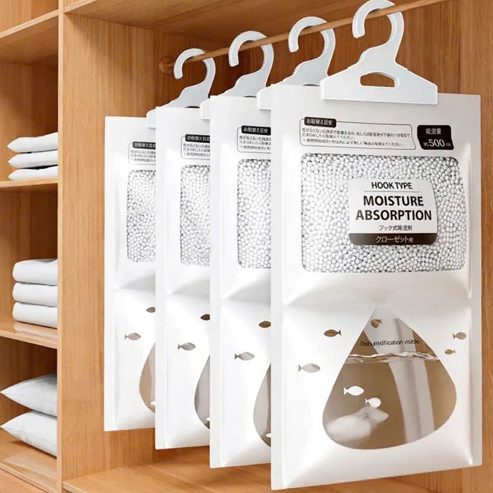 Túi Hút Ẩm Khử Mùi 2 Ngăn Siêu Hút Ẩm Lên Tới 500ml Chống Mốc, Nồm, Ẩm Có Móc Treo Tủ Quần Áo, Tủ Giày Tiện Lợi Khánh Vy