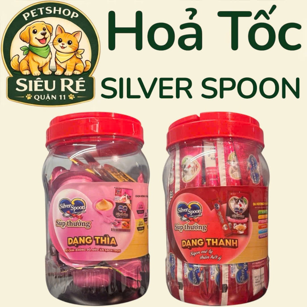 [SUP SILVER SPOON] SUP HỦ QUE & THÌA SILVER SPOON CHO MÈO - NHẬT BẢN -