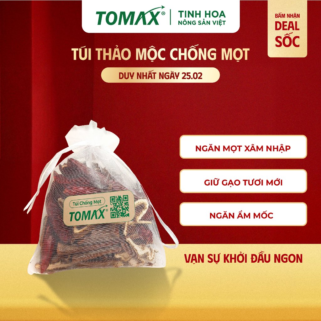 [QUÀ TẶNG] Túi Chống Mọt Gạo Deli Rice - 100% Thảo Mộc Tự Nhiên, Xua Mọt, Khử Mùi, Chống Ẩm - TOMAX