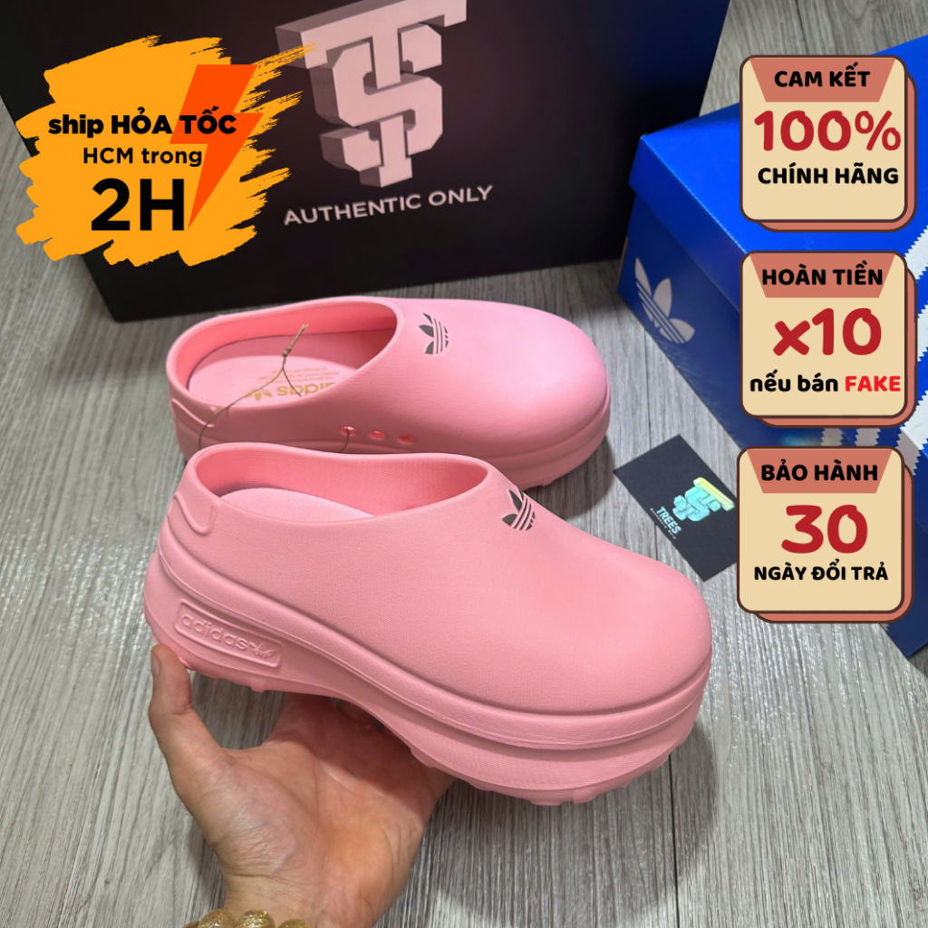 [CHÍNH HÃNG] Giày A ĐI DDAS ADIFOM STAN SMITH MULE GLOW PINK JR8818 NEW FULL BOX TAG AUTH