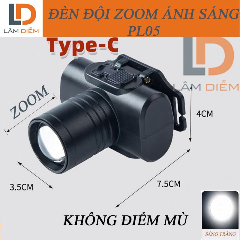 Đèn đội đầu pin sạc zoom ánh sáng led lazer siêu sáng pl05 - 585 - hf01