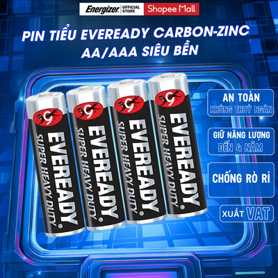 Pin Tiểu AA/AAA Energizer Eveready, Pin 2A/3A An Toàn, Không Thủy Ngân, Siêu Bền, Hàng Chính Hãng