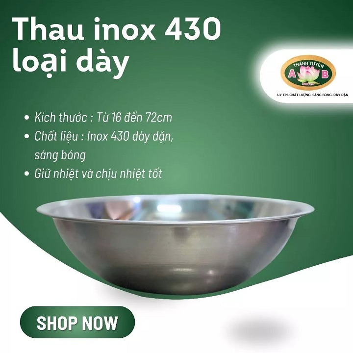 Thau Inox size Lớn Từ 50 Đến 60 cm- Thau Inox , Thau Trộn, Thau Giặt Đồ, inox Dày Dặn