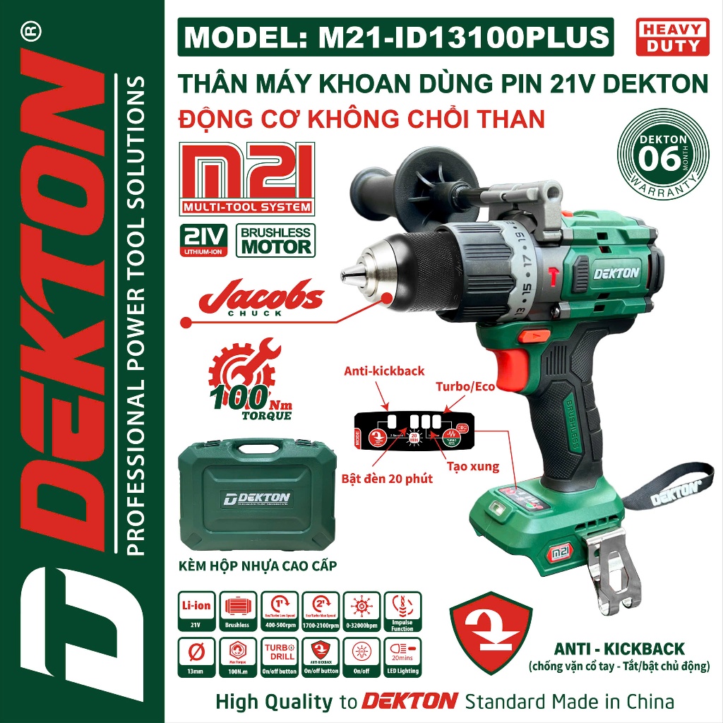 [8811] Máy Khoan 21V Dekton M21-ID13100PLUS (Full Chức Năng)