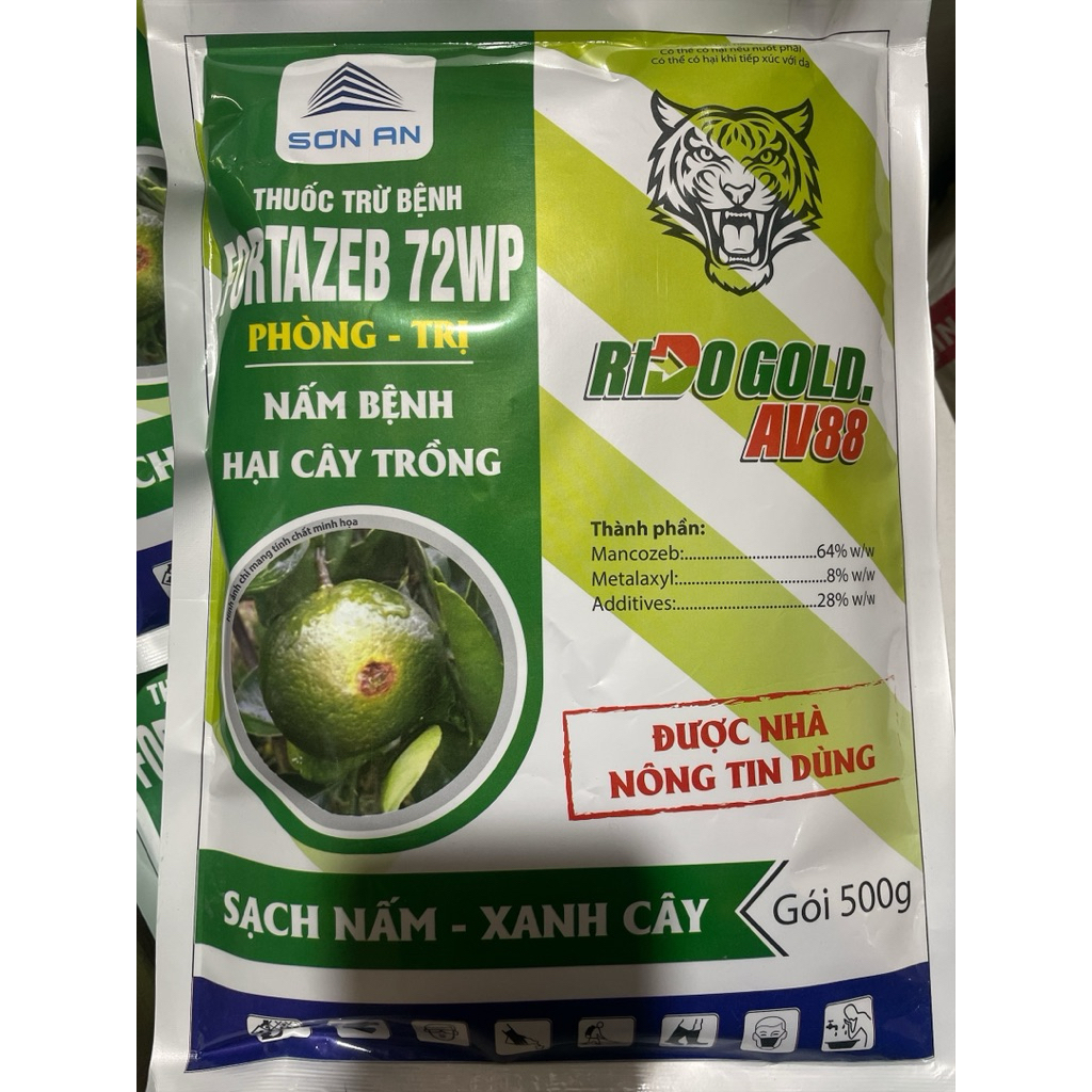 Fortazeb 72WP Ridogold AV88 500g – Mancozeb 64% + Metalaxyl 8% – Hỗ trợ phòng nấm cây trồng