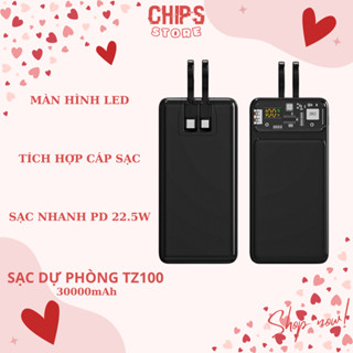 Sạc Dự Phòng TZ100 30000mah Màn Hình Led, Sạc Siêu Nhanh, Tích Hợp 2 Đầu Sạc Tiện Dụng