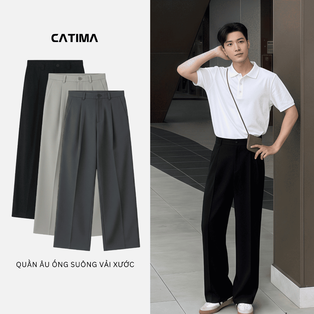 [DEAL MỞ BÁN] Quần Âu Ống Suông CATIMA Vải Xước Hàn QA59