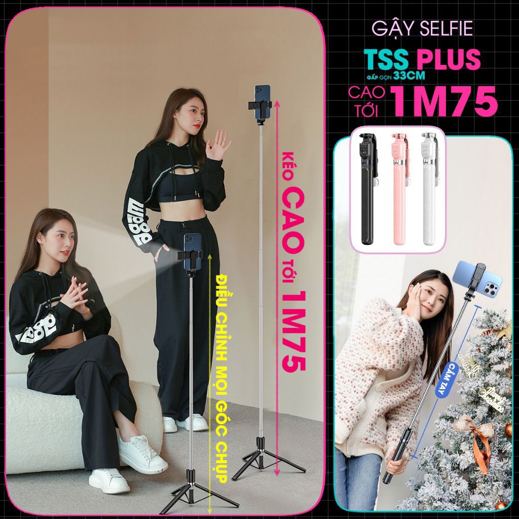 Gậy Chụp Hình 3 Chân Dài 170cm R1S-L Có Đèn/ R1-L Không Đèn/có đèn