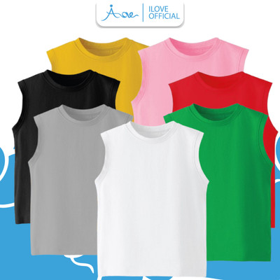 Áo BA LỖ cho bé AORE, Áo sát nách mẫu trơn màu sắc chất COTTON mềm mịn, thoáng mát dành cho bé trai, bé gái 10-35kg