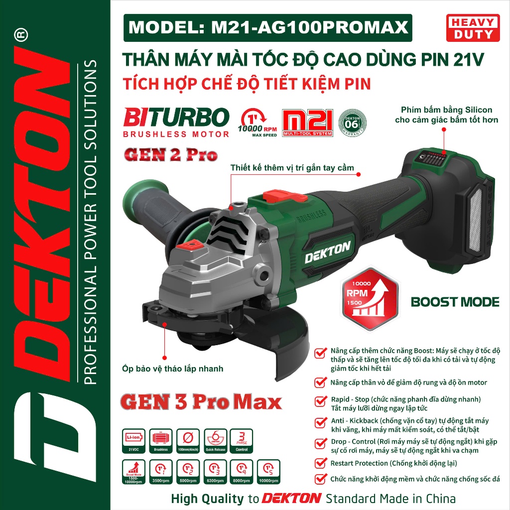 [8811] Máy Mài Tốc Độ Cao 21V Dekton M21-AG100PROMAX