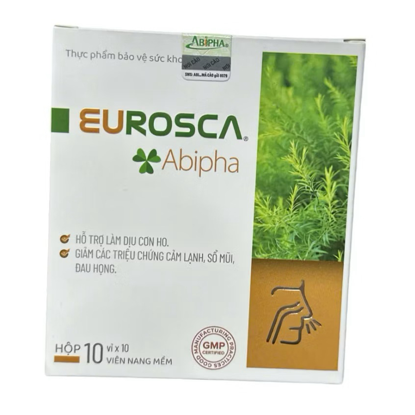 (Mẫu mới) Eurosca - Giảm ho, thông thoáng mũi, giảm các triệu chứng cảm lạnh, sổ mũi, đau họng (Hộp 