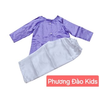 Bộ Bà Ba Bé Gái Phi Bóng Tím Trắng, Trang Phục Truyền Thống Mềm Mại Thoáng Mát - Phương Đào Kids