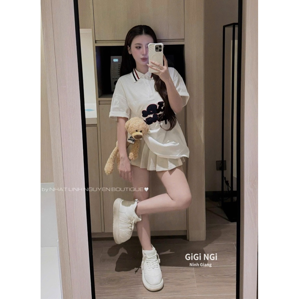 Áo Phông Gấu 13De Marzo Polo Viền Cổ Chữ Xù QC