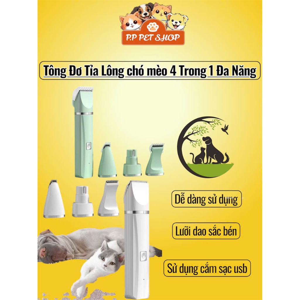 Tông Đơ Cắt Lông Chó Mèo Đa Năng 4 trong 1 Thế Hệ 2022,Tỉa Lông Mài Móng Chân Tỉa Lông Bàn Chân