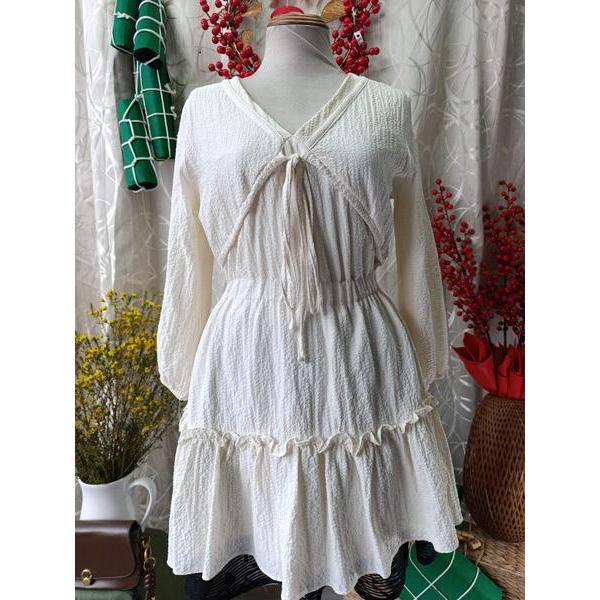 CHIBEST thanh lý - Đàm kem cổ v bymo - SIZE M