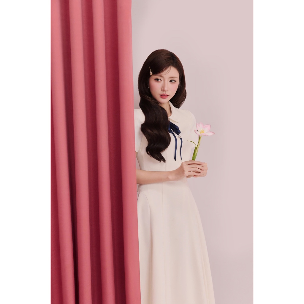 (Re:spring) Váy giả set tuýt sy cổ đá kèm nơ rời thanh lịch sang trọng thời trang Calie VX357 | BigBuy360 - bigbuy360.vn