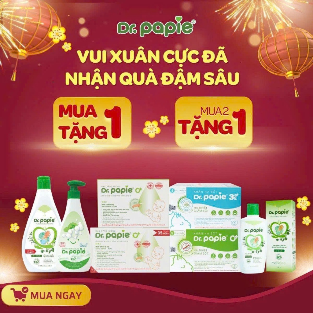 ( Mua 2 tặng 1) Gạc rơ lưỡi Drpapie 30 gói, gạc vệ sinh răng miệng cho bé hàng ngày