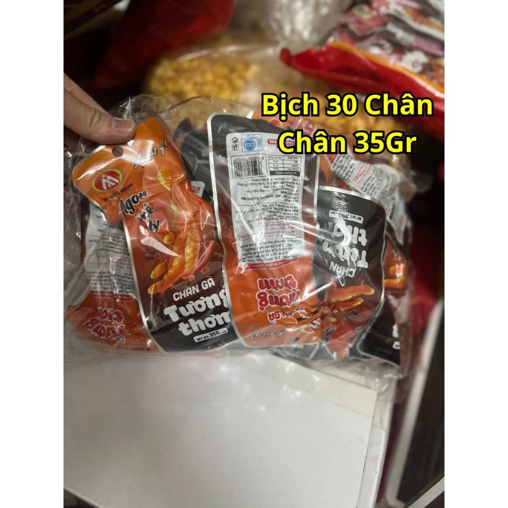 Chân Gà Tương Thơm, Chân Gà Cay, Chân Gà 3 Miền, Bịch 30 Chân 35Gram/Chân, Hàng Việt Nam Chất Lượng