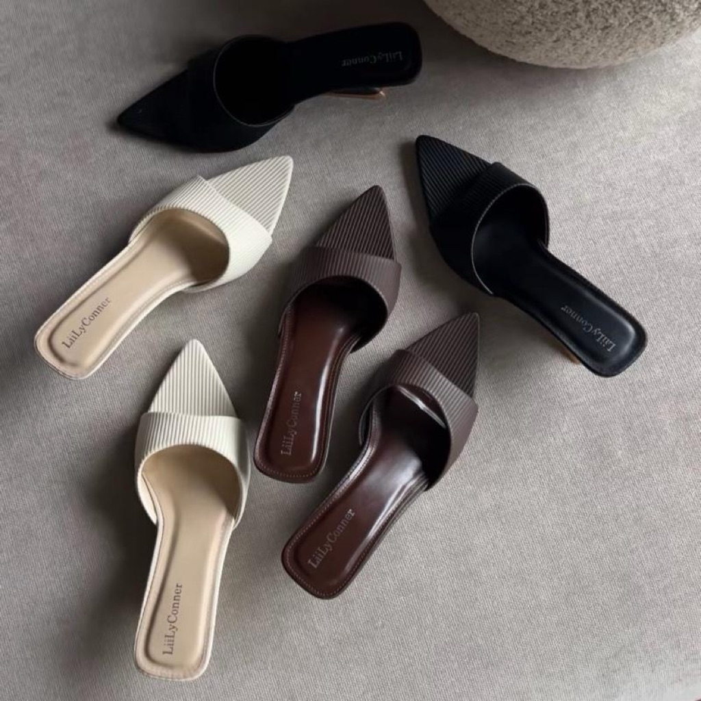 (Chuẩn size) - Đế xuồng cao gót 5cm Form mũi nhọn Da PU mềm cao cập da vân sọc Qc cao cấp thiết kế sang chảnh DH-0056