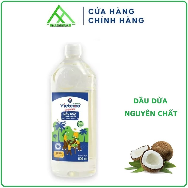 Dầu Dừa Tinh Khiết Organic Vietcoco 500ml - dầu dừa nguyên chất