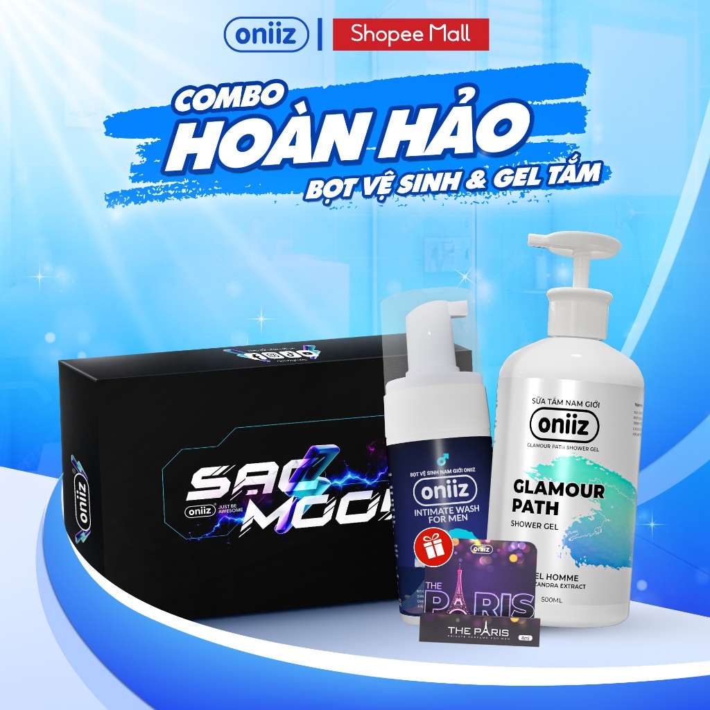 Combo hoàn hảo Bọt vệ sinh nam giới, Sữa tắm hương nước hoa Oniiz - Quà tặng nước hoa dùng thử