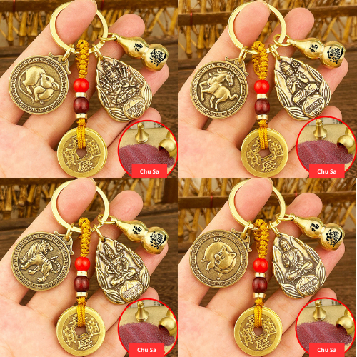 Móc Khóa 12 Con Giáp Phong Thủy Bản Mệnh Cải Vận ( Tặng Kèm Chu Sa )