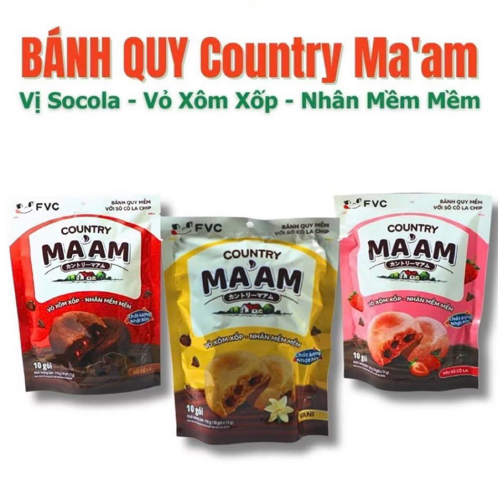 Bánh Quy Mềm Country Ma'am Fujiya – Hương Vị Nướng Truyền Thống Từ Nhật Bản (10 gói/hộp)