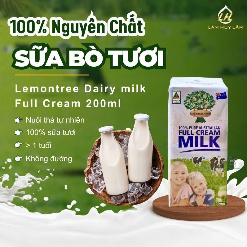 Thùng 24h sữa tươi nguyên kem Lemon Tree