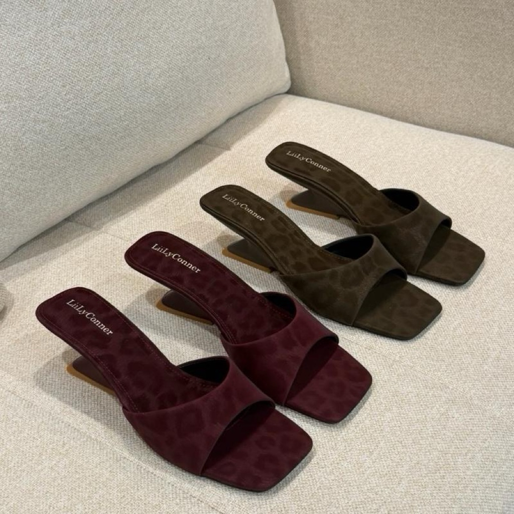 Dép xuồng Mũi Vuông Gót 5cm Quai Bản Ngang Phối Da Lụa Phủ NaNo Siêu Êm- Thanh Lịch  DH- 0048