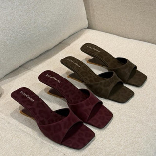 Dép xuồng Mũi Vuông Gót 5cm Quai Bản Ngang Phối Da Lụa Phủ NaNo Siêu Êm- Thanh Lịch  DH- 0048